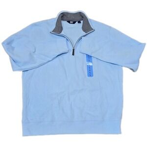 Lands End Mens Light Blue Quarter Zip Pullover Sweatshirt Size Large Casual
